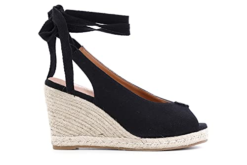 Chaussures ouvertes en toile haut de gamme Cafè Noir C1HF9050 compensée