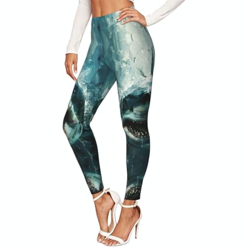 Leggings para mujer Shark Cum Print ideales para gym y senderismo