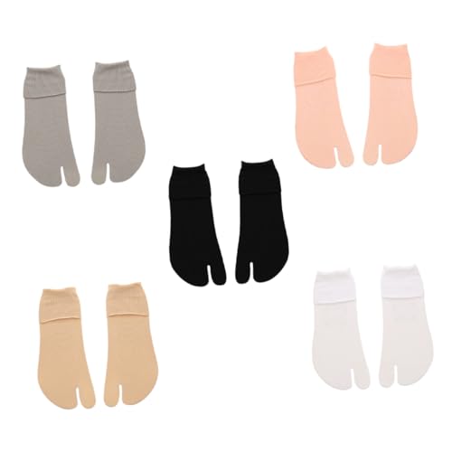 5 Pairs Velvet Toe Socks for Men and Women Summer Thin Split-Toe Slipper Socks Mid-Calf Length Soft Lightweight for Home and Travel Random Color