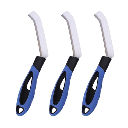 Kripyery Spazzola per Pulizia Fessure 3 Pezzi Design Foro sospeso Pulitore per fughe Giunto Profondo per Piastrelle Strumento Completo Maniglia ergonomica Scanalatura della Finestra Ultra-fine Blu 3p