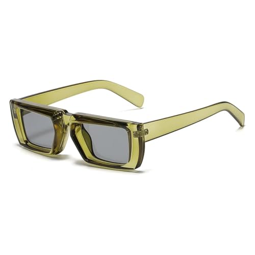 Lunettes de soleil rectangulaires vintage en festival : le style punk tendance vert-noir