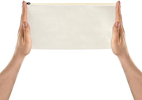 Belle Vous 6 Pack White Makeup Cosmetic Bags - Large Canvas Zipper Pouch for Women and Men - Multipurpose Travel Toiletry Organisers for Makeup Brushes, Pencil Case, Coins, and Craft Accessories