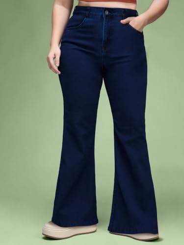 Image of Miss Chase A+ Women's Wide-Leg High Rise Regular-Length Stretchable Denim Jeans