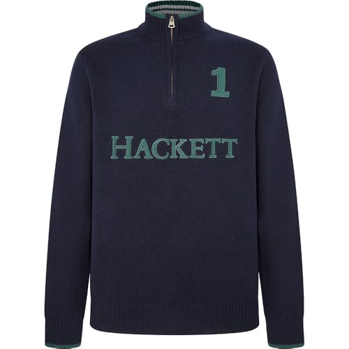Hackett London Herren Heritage Hzip Strickwaren, Blau (Chambray Blue), Medium