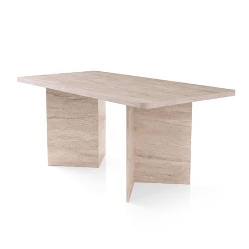 Calicosy Esstisch, rechteckig, L 180 cm, aus Holz, modernes Design mit 2 vollen Beinen, L 180 x T 90 x H 77 cm, Familientisch für 4 bis 6 Personen – Modell Ava Calicosy Esstisch, rechteckig, L 180 cm, aus Holz, modernes Design mit 2 vollen Beinen, L 180 x T 90 x H 77 cm, Familientisch für 4 bis 6 Personen – Modell Ava