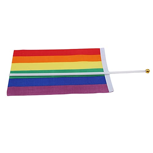 12 Handflaggen LGBT Pride Rainbow – 10x15 Cm, 150D Polyester, Mit Kunststoffstab & Speerspitze