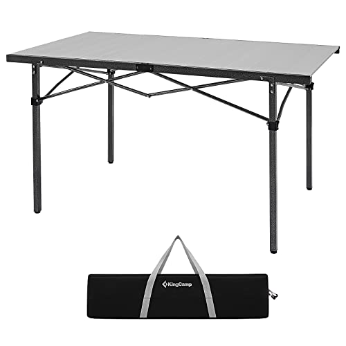 KingCamp Camping Table Folding Portable Table Aluminum Roll Up Lightweight Foldable Large Camp Table for Indoor Outdoor Picnic Backyard, 53.5″X27.5″