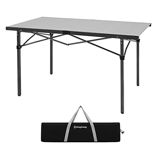 KingCamp Aluminum Camping Table Foldable, Large 53.5" Roll Up Camp Table Folding Seamless Tabletop Heavy Duty Duck Hunting Camping Tables Metal Portable Outdoor Collapsible for RV BBQ Picnic Hunting