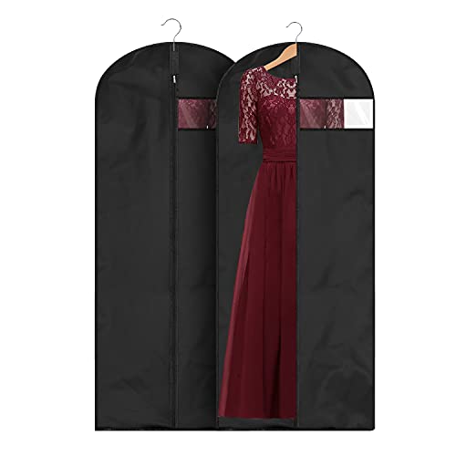 Qisiewell Premium Kleidersack 2 Stücke Schwarz (60x150cm) Kleiderhülle Anzughülle - Langzeitaufbewahrung Von Jacke Mantel Kleider Anzug Schutz Vor Staub Motten Schaden
