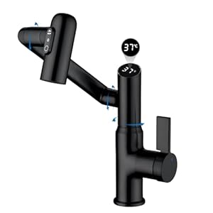 Smart Temperature Bathroom Faucet,Single Handle Bathroom Faucet,Bathroom Sink Faucet,Kitchen Faucet taps (Matte Black)