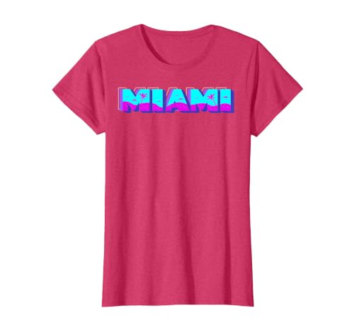Miami - Florida Vaperwave Synthwave 80s Style Retro Design T-Shirt, Women, Red Heather, XX-Large