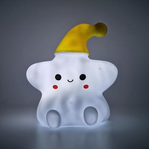 Creative Visualization lamp Lampada Notturna LED Stella con Cappello – Luce Soffusa per Bambini e Neonati, Alimentata a Batterie, Perfetta per Cameretta o Regalo (STELLA con CAPPELLO)