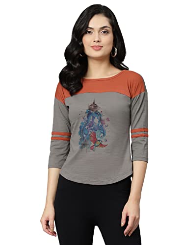 Image of OM SAI LATEST CREATION Women's New 3D Printed Lycra 3 /4 Sleeve Regular Fit Office wear,Casual wear Western Top