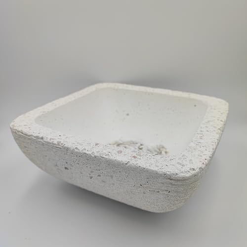 Pot pour plantes succulentes en pierre naturelle carré blanc