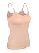 Satinior Women's Cami Camisole Built-In Bra Adjustable Spaghetti Strap Tank Top Padded Cami Tanks (L Size, Beige)