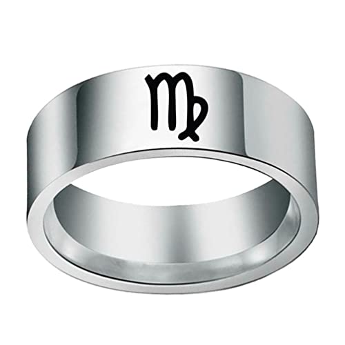 [JUNENTER] �����Y �X�e�����X�X�`�[�� 12���������O 8mm �����w�� ���肢 ���� �V���v�� �ˎ�� �u���b�N �T�C�Y8(Virgo Silver,13)