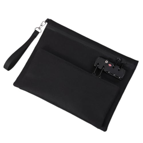 Bolsa portátil con cerradura de combinación, organizador de viaje resistente al agua para dinero, pasaportes, joyas y documentos (negro)