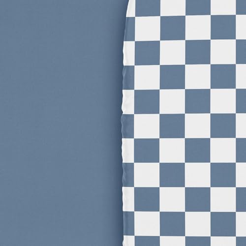 Image of Sweet Jojo Designs 2-Piece Baby Bassinet Sheets Set (Blue Gingham Checkered Plaid) for Boys, Infant Newborn Nursery, Oval, Rectangle & Hourglass Mattress (Solid Steel & Vintage, Classic, Checkerboard)