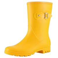 Evshine Women's Mid Calf Rain Boots Waterproof Garden Shoes Matte Yellow, 38