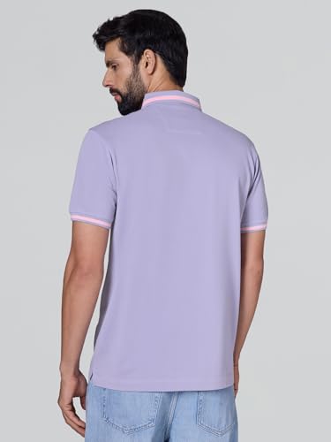 Image of XYXX Men's Apex Mercerized Cotton Striped Collar Pique Polo T-Shirt