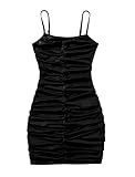 Mebius Girls Bodycon Spaghetti Strap Party Dress Summer Sleeveless Ruched Short Tight Pencil Dresses Plain Black 10 Years