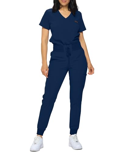 Image of Monarch Uniforms Slim Fit Stretchy Scrubs Women's Jogger Scrub Set Slim Jogger Scrubs with Tuck-In Top for Women