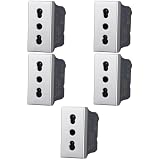Confezione da 5 prese 10A 16A bipasso bivalente, Moduli Grigi, grigio, Compatibile Con BTicino Axolute, antenna, ethernet, TV, antenna, USB, schuko, Per Placche originali e compatibili