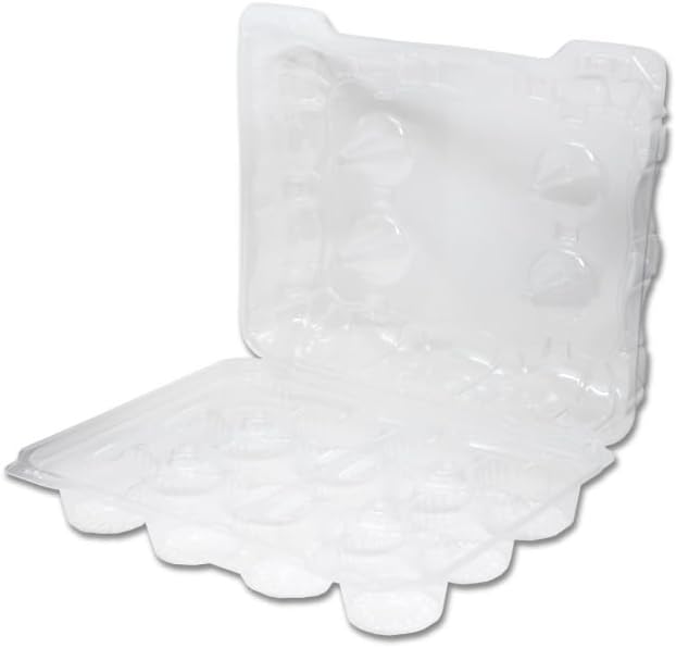 DFI High Dome Cupcake Container, LBN-9812, Clear Hinged Lid, 12 Compartments | 100/Case By Detroit Forming