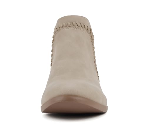 Soda Sincere Women's Low Ankle Heel Bootie with Elastic Cross Straps (Natural Nubuck, us_footwear_size_system, adult, women, numeric, wide, numeric_7) by Soda - Used condition - Image 4