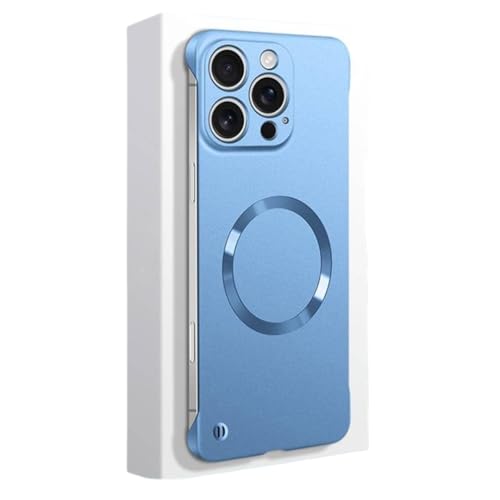 Coque iPhone 16 Pro bleu mat avec support de charge sans fil magnétique