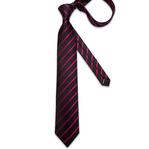 Image of DiBanGu Mens Striped Tie Silk Woven Necktie and Pocket Square Cufflinks Tie Clip Set Wedding Business Formal Gift Tie for Men