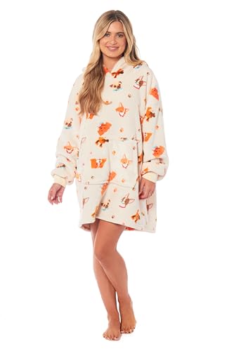 Hooded Blanket Top Lounge Fleece Sherpa Original Blankets Sweatshirt Hoodie As Seen On TV Warm Soft Cozy One Size Fits All Men Women Girls Boys (Dogs, One Size)