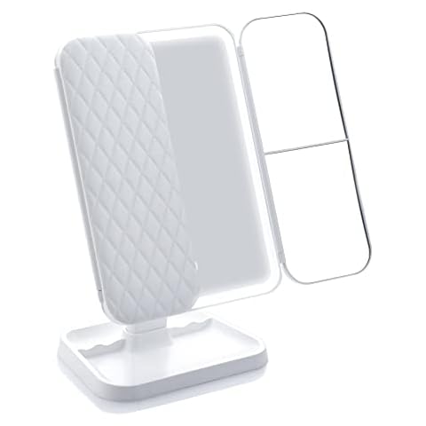 Miss Sweet Lighted Tri-fold Makeup Mirror Vanity Mirror with 1X/2X/3X Magnification (Pure White) Cover