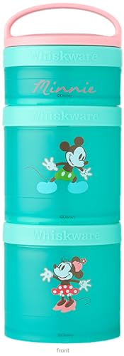 Image of Whiskware Disney Stackable Snack Containers for Kids and Toddlers, 3 Stackable Snack Cups for School and Travel, Mickey and Minnie