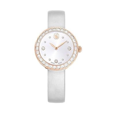Swarovski Matrix Orologio Tennis, con Pavé di Cristalli Bianchi, Swiss Made, Meccanismo al Quarzo, Impermeabile Fino a 50 m, Finitura in Tono Oro Rosa, 30 x 30 mm, 8 mm, 14,5-19 cm, 1 cm