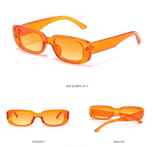 IKANOO Retro Rectangle Sunglasses for Women Men Small Square Frame Trendy Y2K 90’s Black Sunglasses (Orange+Pink) by IKANOO - Used condition - Image 3