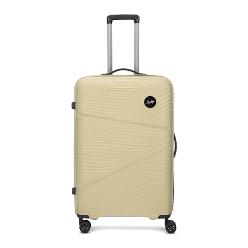 Image of Skybags Swirl Check-in Trolley Bag 75cm | Large Hard Luggage | 8 Wheels Suitcase for Travel | 3-Digit Combination Lock with Anti-Theft Zipper | Polypropylene | 3 Years Warranty - Unisex (Beige)