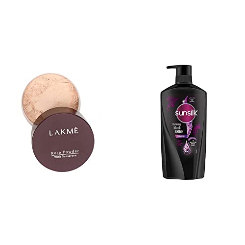 Image of Lakme Rose Face Powder, Soft Pink, 40g & Sunsilk Stunning Black Shine Shampoo 650 ml