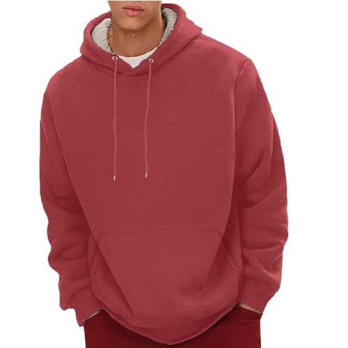 Fleece Hoodies for Men Long Sleeve Fuzzy Comfort Solid Color Classic Hoodie Sweatshirt Pullover with Drawstring4