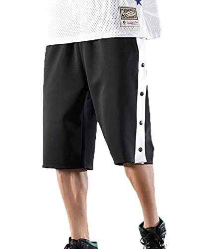 Short de sport décontracté pour homme avec boutons pression sur le côté, Noir , M Cover