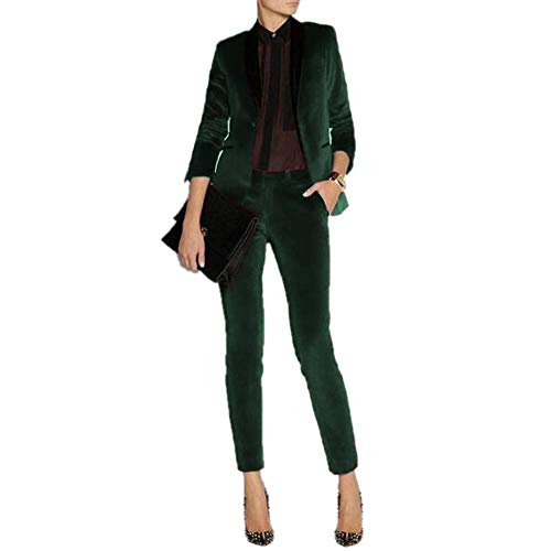 Women's Velvet Pant Suits Set Ladies Business Office Tuxedos Formal Work Wear