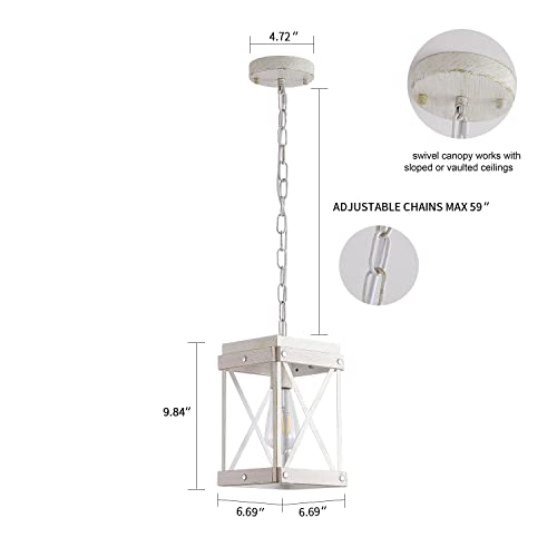 Fivess-Lighting-Modern-Farmhouse-Antique-White-Distressed-Pendant-Light-with-Wood-and-Metal-Cage-One-Light-Adjustable-Chains-Rustic-Mini-Pendant-Lighting-Fixture-for-Kitchen-Island-Cafe-Bar Fivess Lighting Modern Farmhouse Antique White Distressed Pendant Light with Wood and Metal Cage One Light Adjustable Chains Rustic Mini Pendant Lighting Fixture for Kitchen Island Cafe Bar