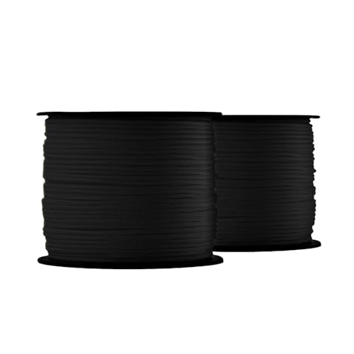 SNURO Corde en Nylon (1mm, 100m, Noir, 2pcs) - Corde Noire en Polyamide tressé Robuste - Résiste aux intempéries - Corde de maçon - Charge de Rupture 30kg