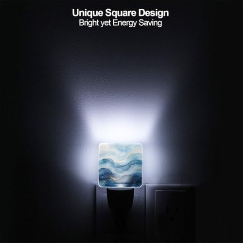 Image of Marble Print Blue LED Plug-in Nightlights 2 Piece Set for Corridors
