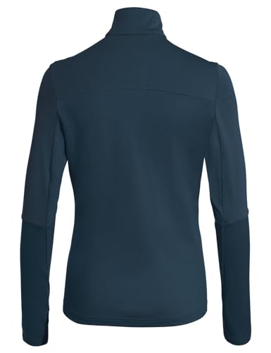 VAUDE Damen dünner Fleecepullover Livigno Halfzip II, angenehm warm, schnelltrocknend, atmungsaktiv, Passform: Slim fit, Dark sea Uni, 34 – Ansicht 3
