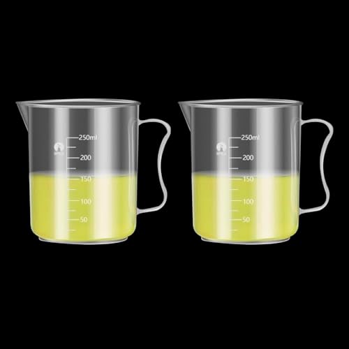 Image of Measuring Jugs, Plastic Food Grade Liquid Measuring Cups Molded Graduations - Chemical Resistant, Autoclavable - Handle for Convenient Lifting (2, 250ml)