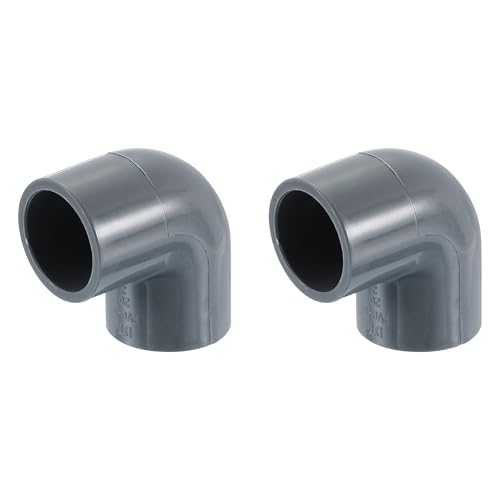 sourcing map 1/2 90 Degree Elbow, 2Pcs PVC Pipe Fittings 2-Way Right Angle Elbow Side Outlet Adapter Coupling PVC Fitting Connectors for DIY Building Furniture, Grey
