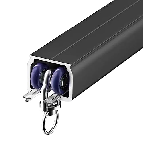 Sistema de riel de cortina de aluminio de 2 a 15 m, riel de cortina deslizante negro para ventanas de bahía, divisor de habitación montado en techo/pared, fácil instalación, perfecto para decoración