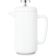 Easyworkz Porcelain French Press 34 fl oz, Coffee Tea Maker with Stainless Steel Plunger 1000 ml, Ivory