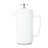 Easyworkz 磁器 フレンチプレス 1000 ml コーヒーメーカー ステンレス製プランジャー付き アイボリー